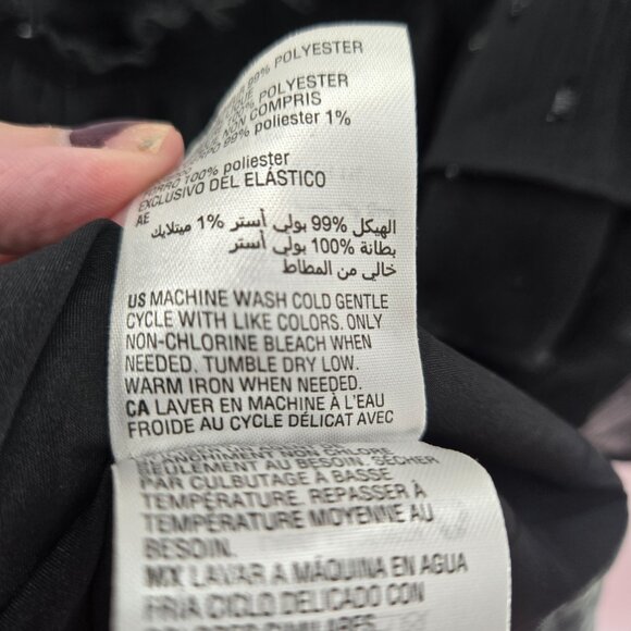 INC Black Swiss Dots Square Neck Ruffled Lined Belt Midi Dress Size Large - Picture 14 of 14